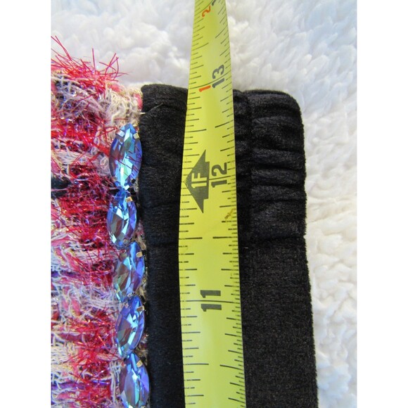Tweed Plaid Mini Skirt Bright Multicolor Embellished Womens Size 36 Silk Blend - Picture 11 of 16